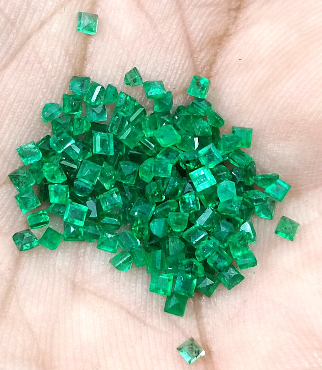 Natural Emerald Lot Calibrated 6.55ct Princess Cut Medium Deep Vivid Green Stones