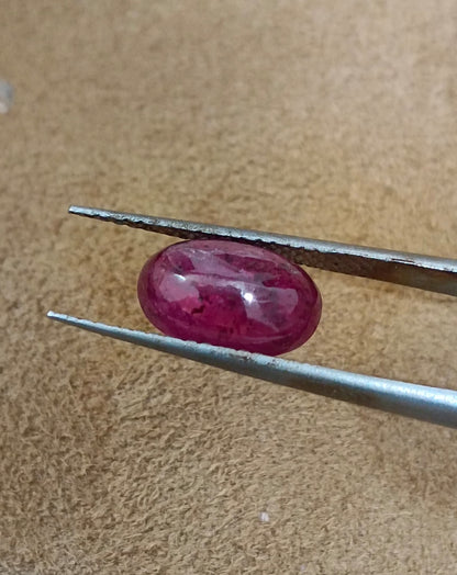 2.45ct Cabochon Cut Ruby , 100% Natural Heated Earth Mined Gemstone