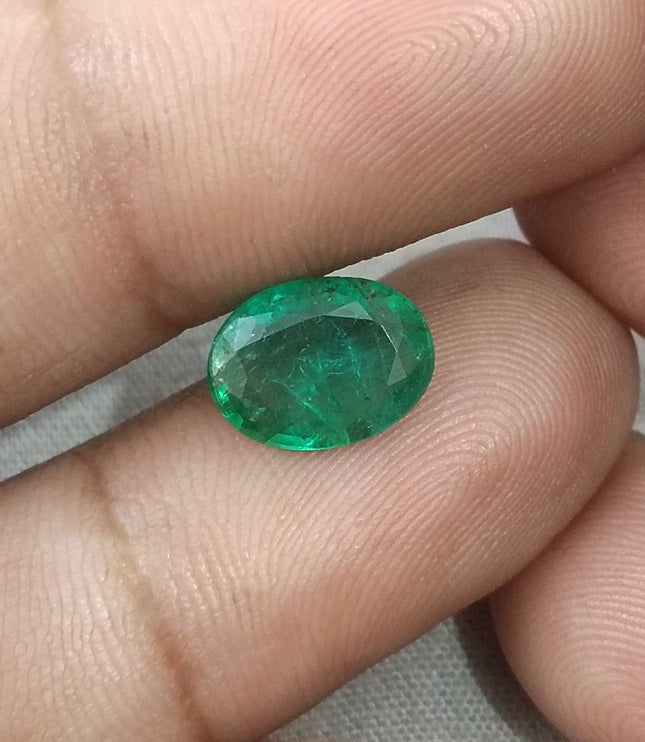 2.16ct Natural Zambian Emerald SGL Certified Medium Green Oval Cut Gemstone