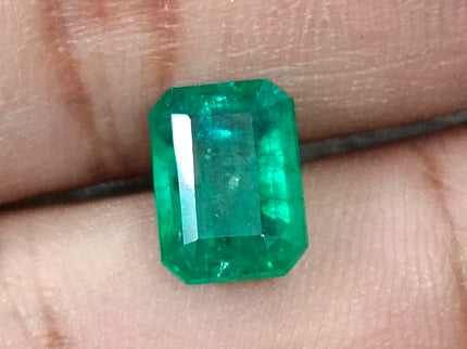 3.15ct Zambian Emerald, Certified Natural Deep Green Octagon Cut Gemstone