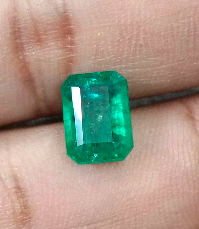 3.15ct Zambian Emerald, Certified Natural Deep Green Octagon Cut Gemstone