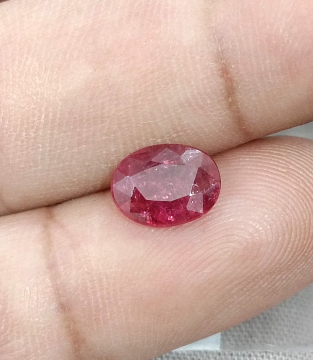 1.68ct Untreated Natural Mozambique Ruby Cherry Red SGL Certified Oval Loose Gemstone