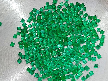Calibrated Natural Emerald Lot 8.20ct Medium Deep Vivid Green Princess Cut Loose Stone
