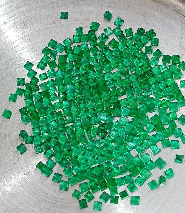 Calibrated Natural Emerald Lot 8.20ct Medium Deep Vivid Green Princess Cut Loose Stone