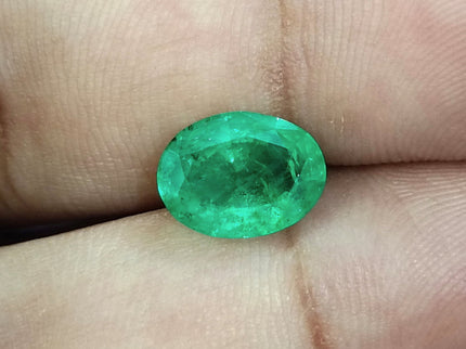 GSI Certified 2.77ct Panjshir Emerald Natural Medium Light Green Oval Cut Gemstone