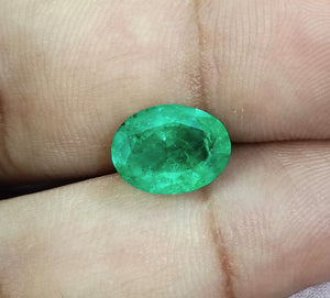 GSI Certified 2.77ct Panjshir Emerald Natural Medium Light Green Oval Cut Gemstone