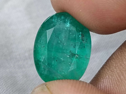 Zambian Emerald 10.21ct Certified Grass Green Natural Oval Cut Loose Stone