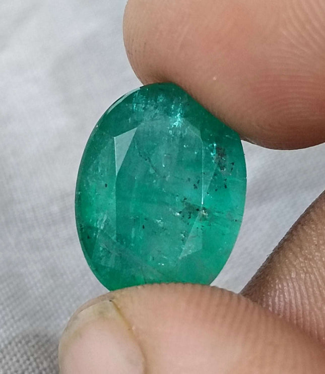 Zambian Emerald 10.21ct Certified Grass Green Natural Oval Cut Loose Stone