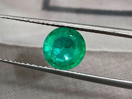 Zambian Emerald 1.00ct Certified Natural Medium Bright Shamrock Green Round Cut Gemstone