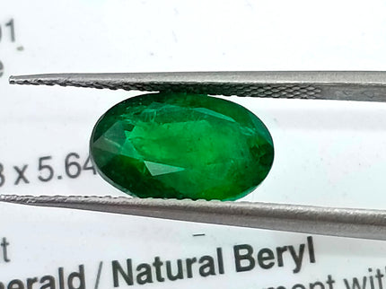 2.46ct Natural Emerald Top Vivid Deep Green Zambian Oval Cut GSI Certified Gemstone