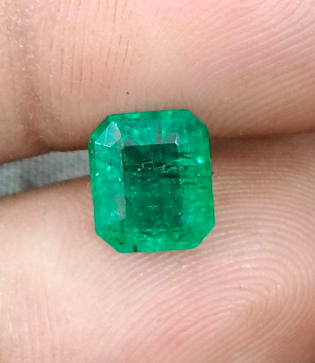 Zambian Emerald 2.30ct Intense Spring Green Octagon Cut Loose Gemstone