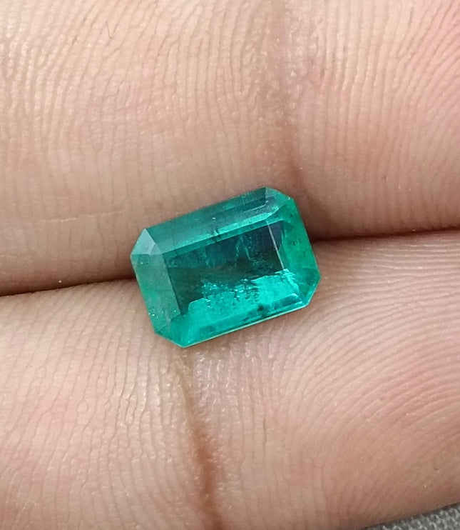 Natural Emerald 1.87ct Zambian SGL Certified Medium Bluish Green Octagon Cut Minor Oiled Loose Gemstone