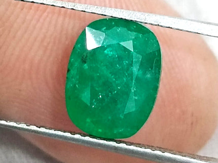 Zambian Emerald 2.80ct Deep Leaf Green Cushion Cut Loose Stone