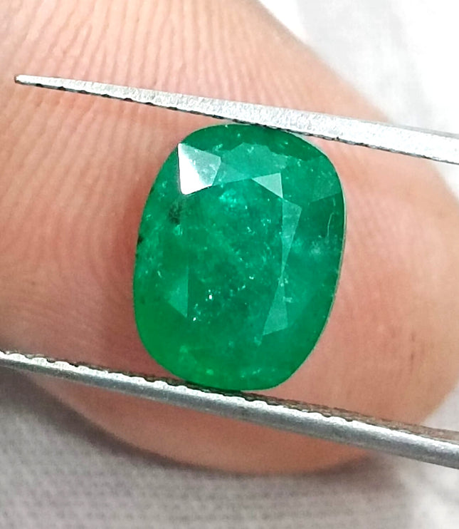 Zambian Emerald 2.80ct Deep Leaf Green Cushion Cut Loose Stone