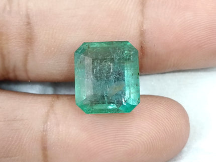 10.10ct Natural Emerald AGRL Certified Pastel Green Octagon Cut Loose Gemstone