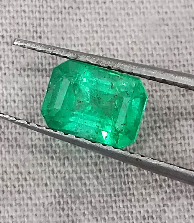 Panjshir Emerald 1.32ct Natural Certified Bright Neon Green Emerald Cut Loose Stone