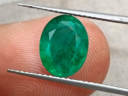 Zambian Emerald 2.67ct Certified Natural Deep Vivid Green Oval Cut Loose Gemstone