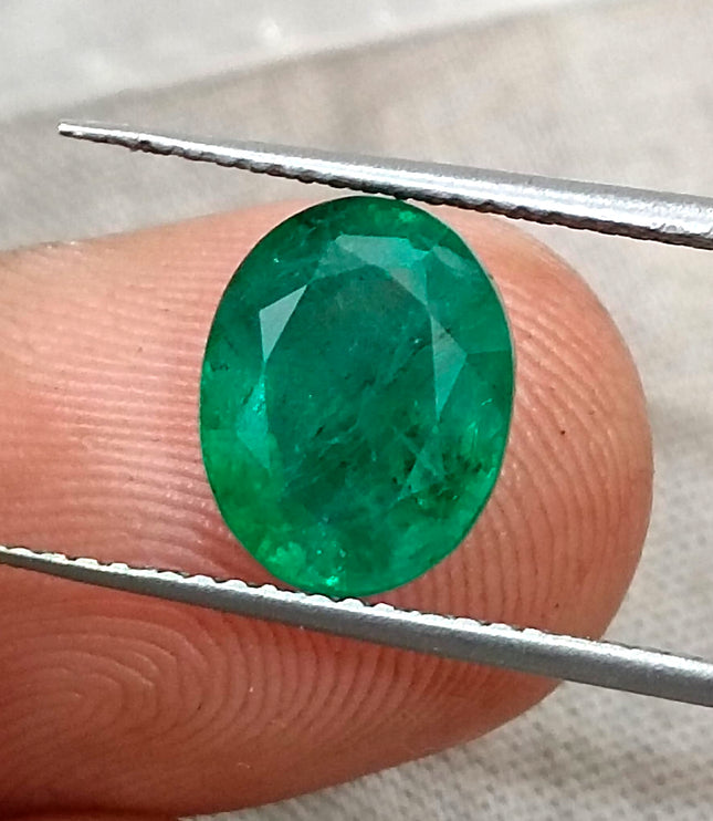 Zambian Emerald 2.67ct Certified Natural Deep Vivid Green Oval Cut Loose Gemstone
