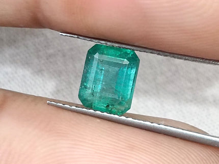 1.57ct Natural Emerald Medium Deep Green Zambian Octagon Cut Gemstone