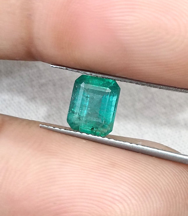 1.57ct Natural Emerald Medium Deep Green Zambian Octagon Cut Gemstone
