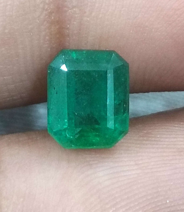 Certified 2.38ct Natural Zambian Emerald, Vivid Green Stone