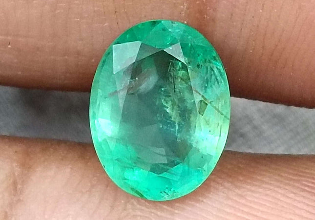 GSI Certified 2.60ct Sea Green Oval Cut Natural Panjshir Emerald Minor Oiled Loose Gemstone