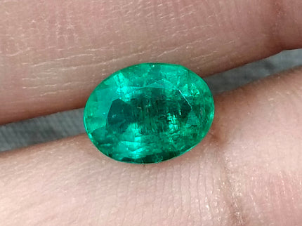 Zambian Emerald 1.92ct Certified Natural Deep Vibrant Green Oval Cut Loose Gemstone