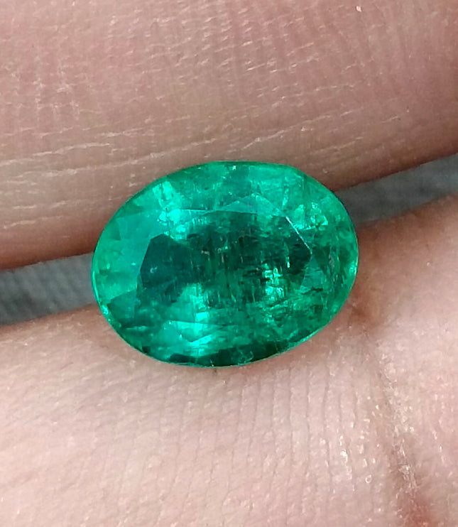 Zambian Emerald 1.92ct Certified Natural Deep Vibrant Green Oval Cut Loose Gemstone
