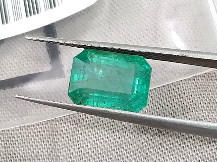 2.93ct Zambian Emerald, Natural Certified Medium bluish Green Octagon Cut Gemstone