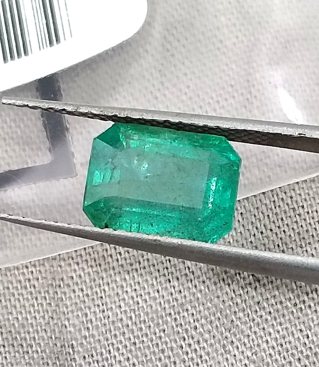 2.93ct Zambian Emerald, Natural Certified Medium bluish Green Octagon Cut Gemstone