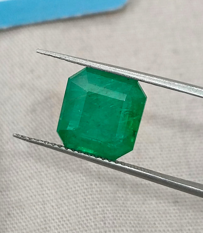 4.88ct Zambian Emerald, Certified Natural Medium Green Octagon Cut Loose Gemstone