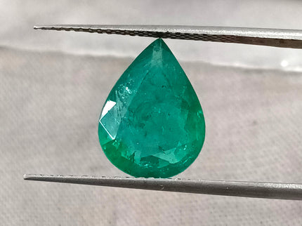 2.98ct Natural Emerald Medium Deep Green GSI Certified Pear Cut Loose Gemstone