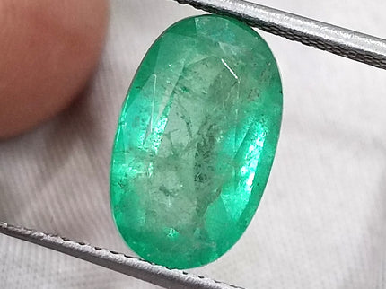 3.47ct Panjshir Emerald Natural GSI Certified Intense Green Oval Cut Loose Gemstone