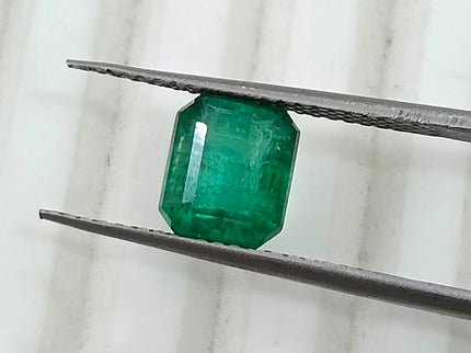 1.59ct Zambian Emerald, Certified Natural Deep Pure Green Octagon Cut Gemstone