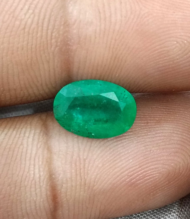 2.48ct Certified Zambian Emerald Natural Medium Deep Velvet Green Oval Cut Loose Gemstone