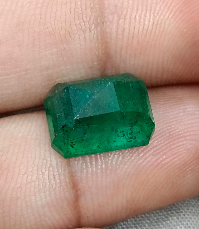 Zambian Emerald 7.75ct Certified Natural Dark Green Octagon Cut Loose Gemstone