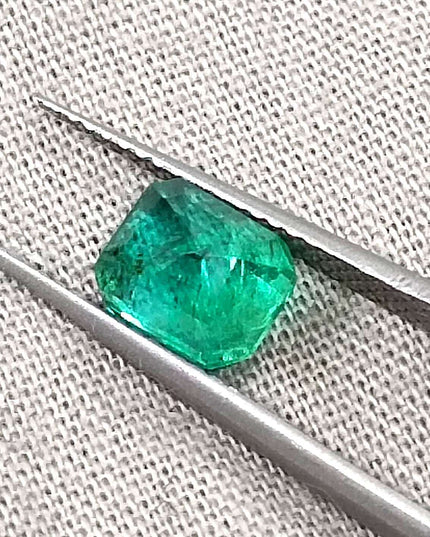 GSI Certified 1.29ct Medium Deep Green Zambian Emerald Minor Clarity Enhanced Loose Gemstone