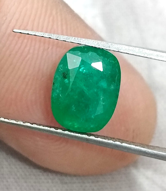 Zambian Emerald 2.80ct Deep Leaf Green Cushion Cut Loose Stone