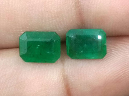 Natural Emerald Pair 3.63ct/2pcs Zambian Origin Loose Gemstones