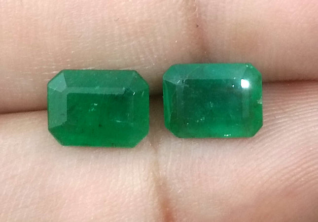 3.63ct/2pcs Emerald Cut Zambian Emerald Pair Natural Loose Gemstones