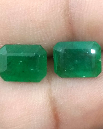 3.63ct/2pcs Emerald Cut Zambian Emerald Pair Natural Loose Gemstones