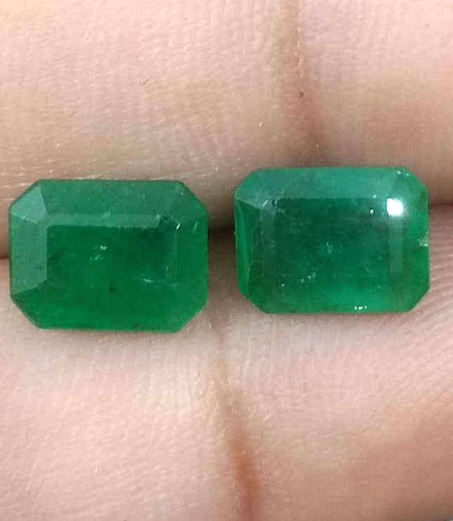 Natural Emerald Pair 3.63ct/2pcs Zambian Origin Loose Gemstones