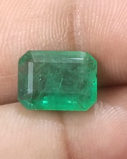 3.94ct GSI USA Certified Medium Green Zambian Emerald Minor Oiled Loose Gemstone