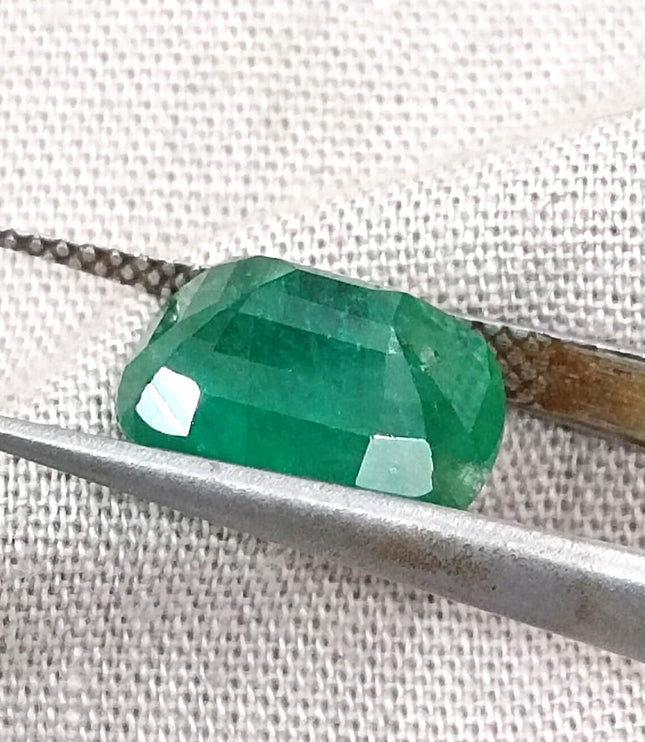 Zambian Emerald 4.12ct Certified Natural Medium Deep Green Cushion Cut Loose Stone