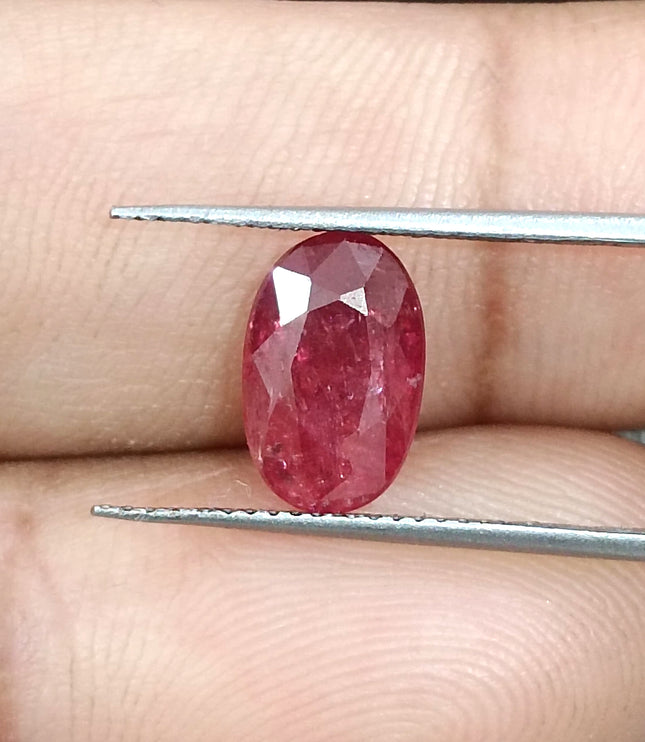 2.60ct Untreated Mozambique Ruby SGL Certified Rasberry Red Oval Cut Gemstone