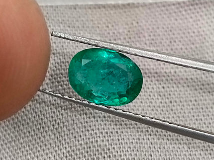 Certified 1.26ct Natural Zambian Emerald Medium Bright Green Oval Cut Loose Gemstone