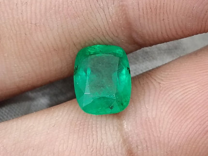 Swat Emerald 3.19ct Natural Certified Vibrant Spring Green Cushion Cut Loose Gemstone