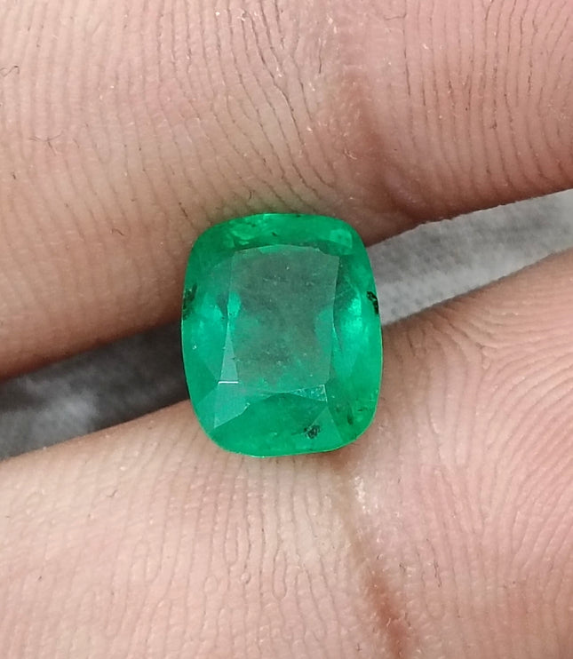 Swat Emerald 3.19ct Natural Certified Vibrant Spring Green Cushion Cut Loose Gemstone
