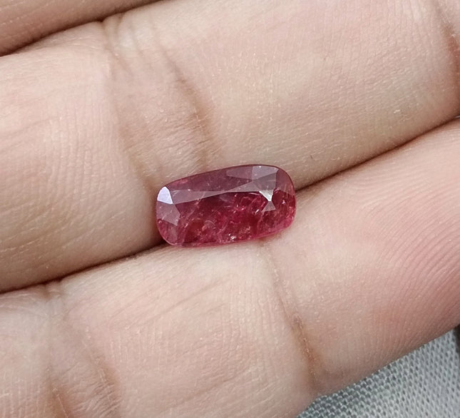 2.04ct Unheated Natural Ruby Wine Red SGL Certified Mozambique Cushion Cut Loose Stone