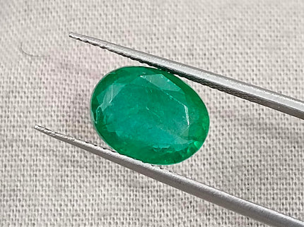 Zambian Emerald 3.05ct Medium Deep Green Oval Cut Loose Gemstone